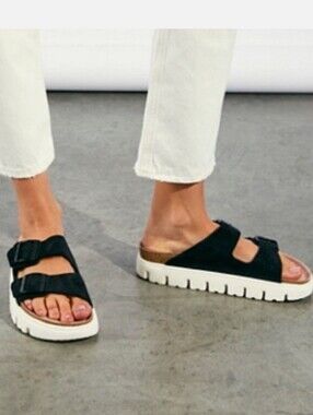 Birkenstocks Arizona Papillio Chunky Suede Leather Sandals In black Sz 10  EU 41